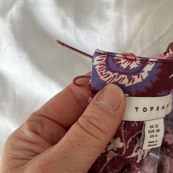 Topshop Floral Print‎ Long Sleeve Minidress Dress Women's 6 Red Mini Dress - Picture 7 of 11